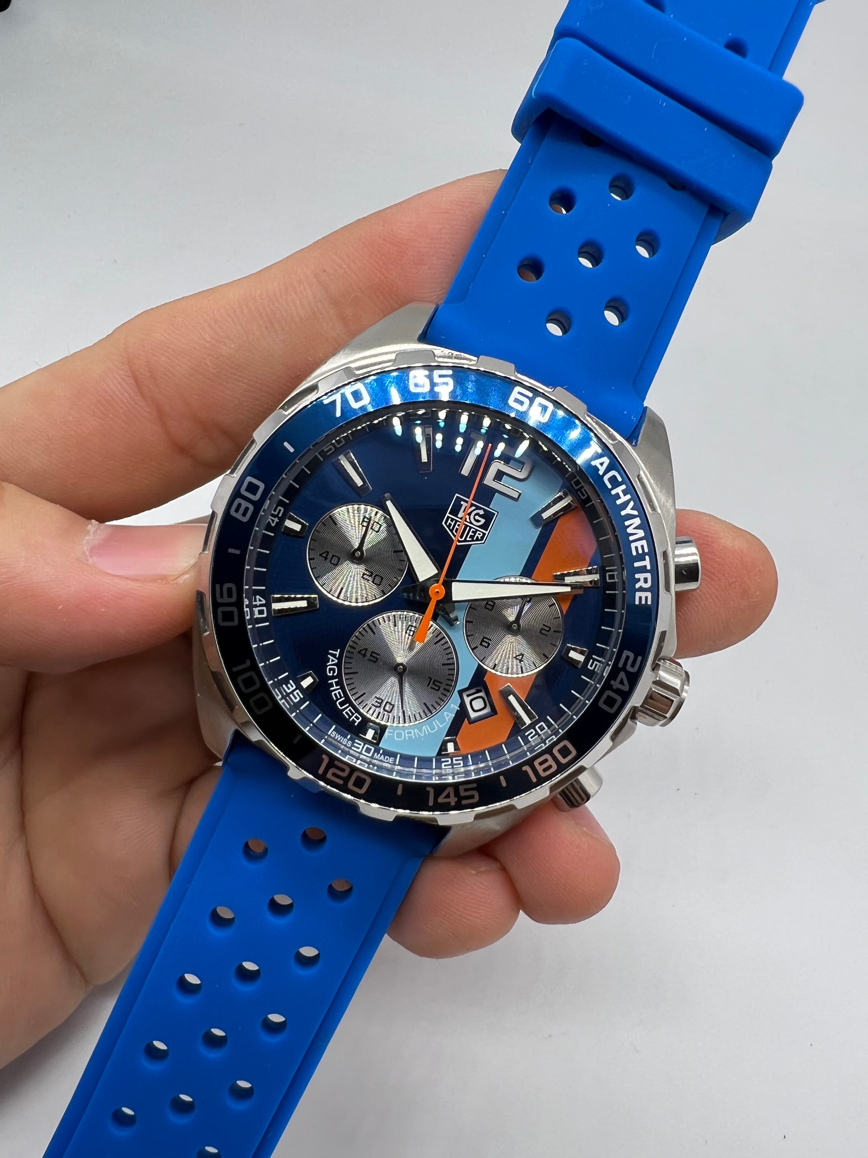 TAG Heuer Formula 1 Chronograph Gulf Edition en azul e naranja — Tag Heuer