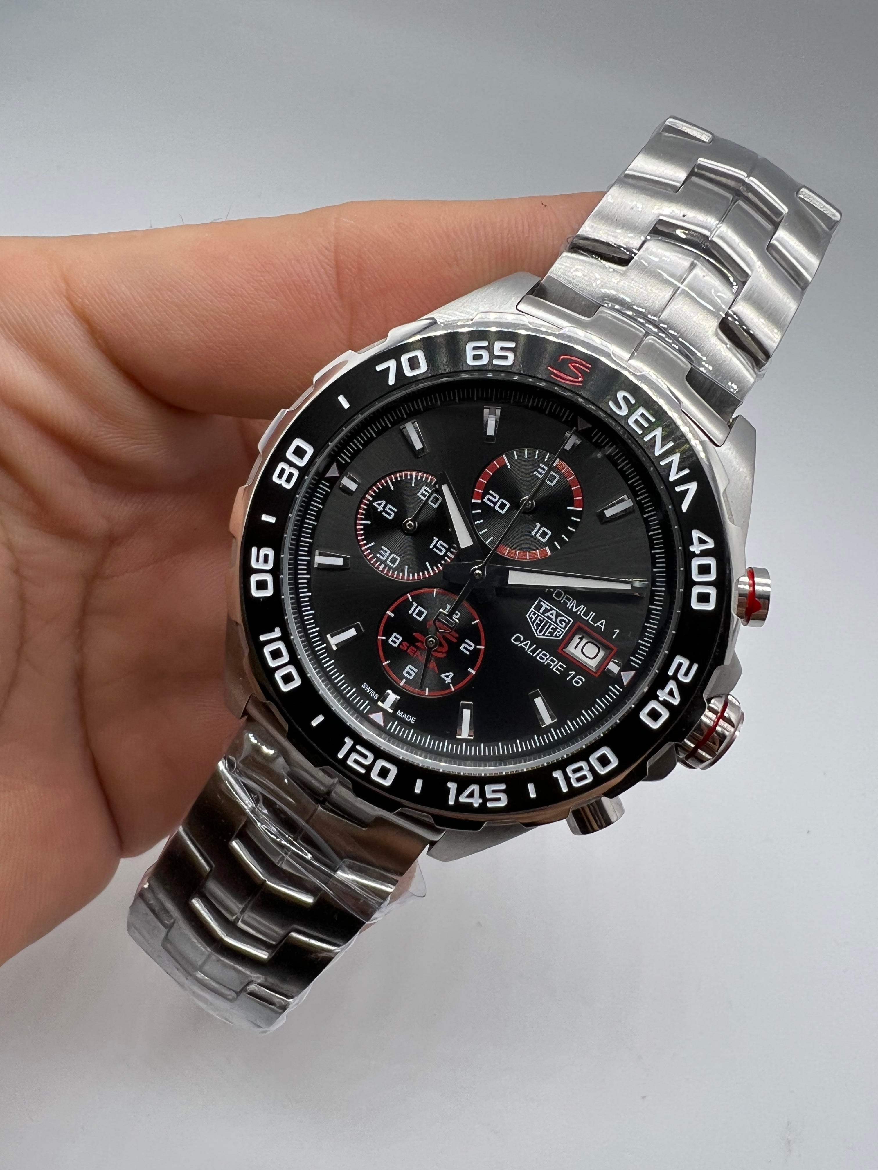 TAG Heuer Formula 1 Senna Special Edition Calibre 16 Chronograph Black and Silver with Red Details — Tag Heuer