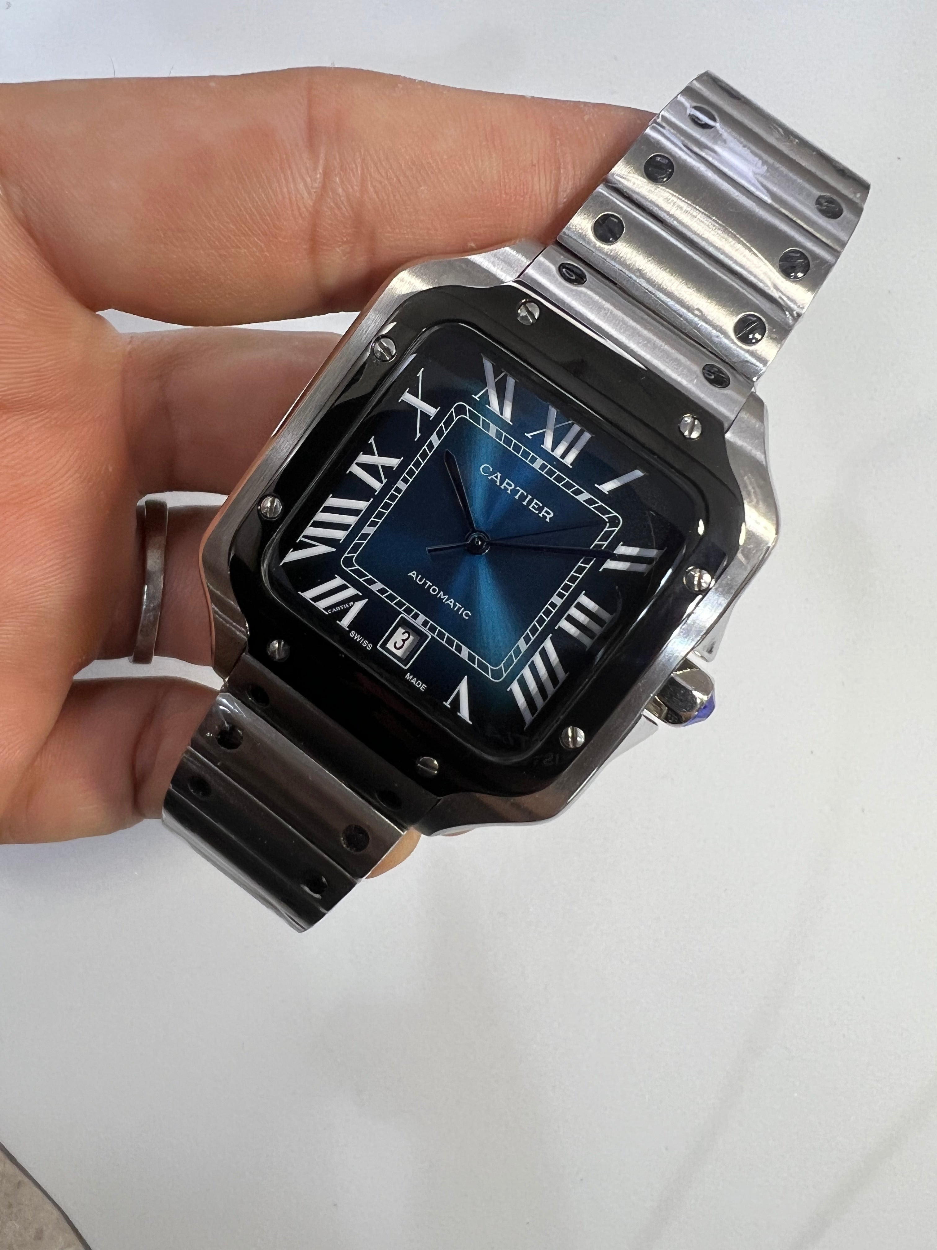 Cartier Santos de Cartier Large Aço Blue Soleil