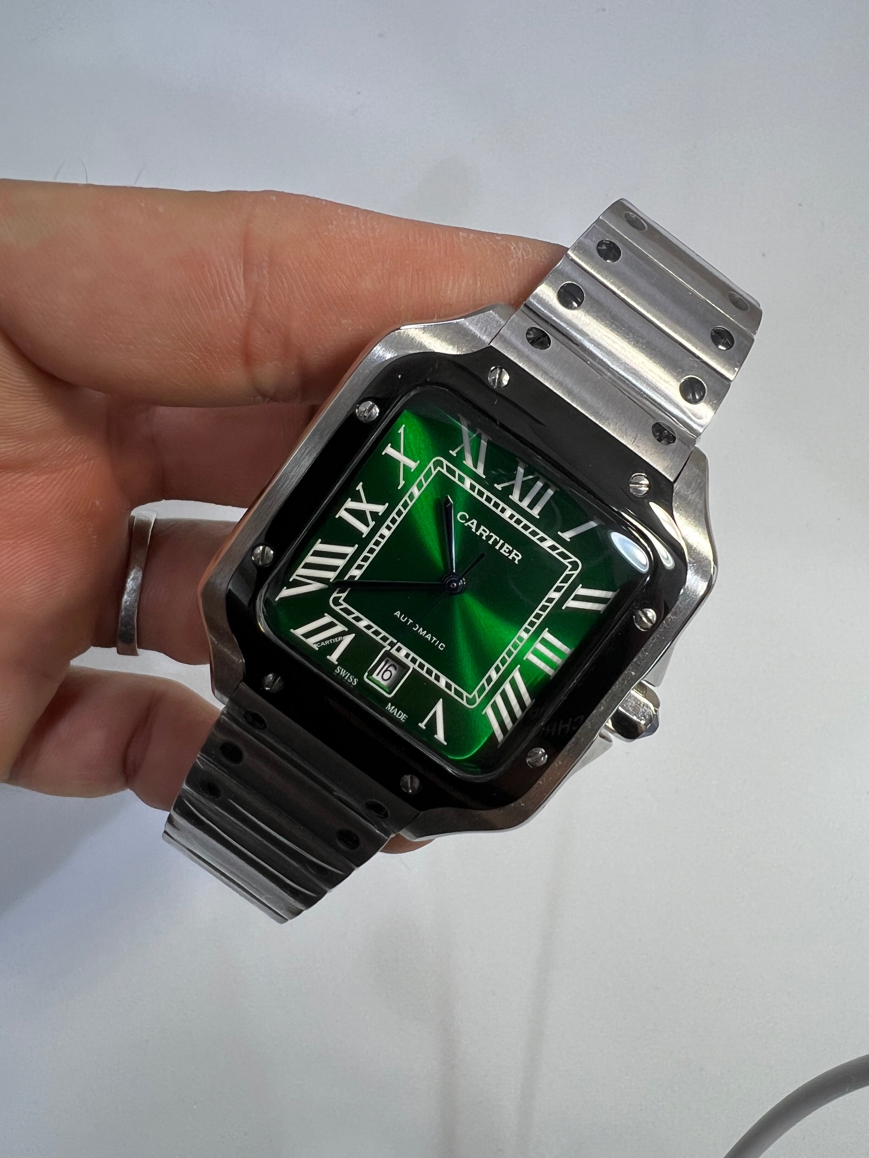 Cartier Santos de Cartier Large Aço Black and Green
