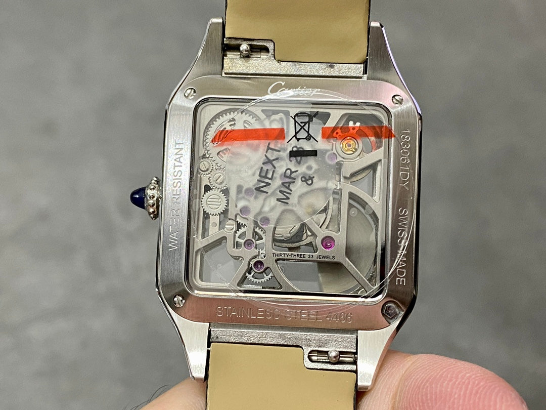 Cartier Santos-Dumont Skeleton “Reve de Plume / Aventurine / Limited Art Motif” (Aftermarket / Special Dial) — Cartier