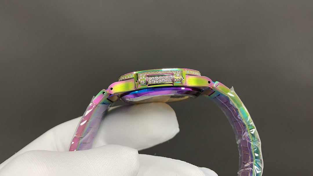 Patek Philippe Nautilus 7010R/7010A estilo “Rainbow Iced” (aftermarket) — Patek Philippe