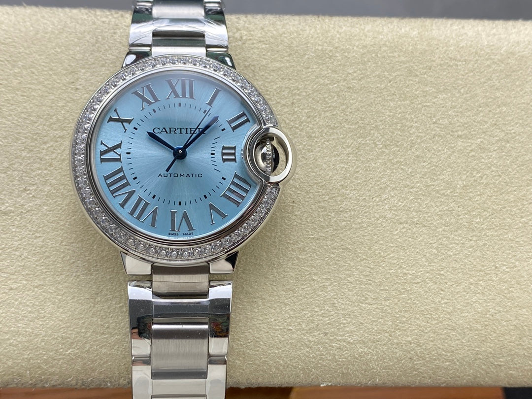 Cartier Ballon Bleu de Cartier 33mm Automatic com bisel de diamantes (aço)