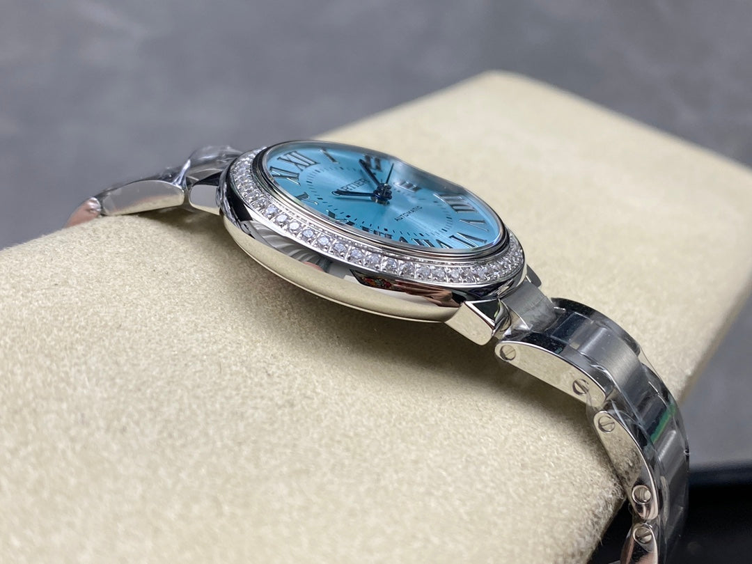 Cartier Ballon Bleu de Cartier 33mm Automatic com bisel de diamantes (aço) — Cartier
