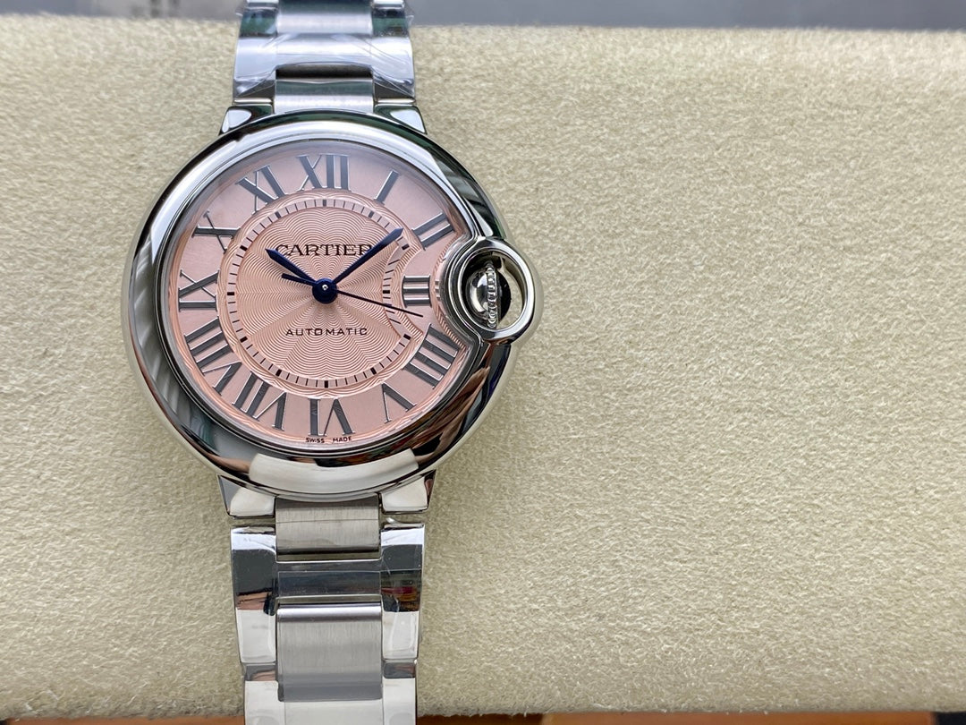 Cartier Ballon Bleu de Cartier 33mm Automatic (aço, mostrador rosada / salmón)