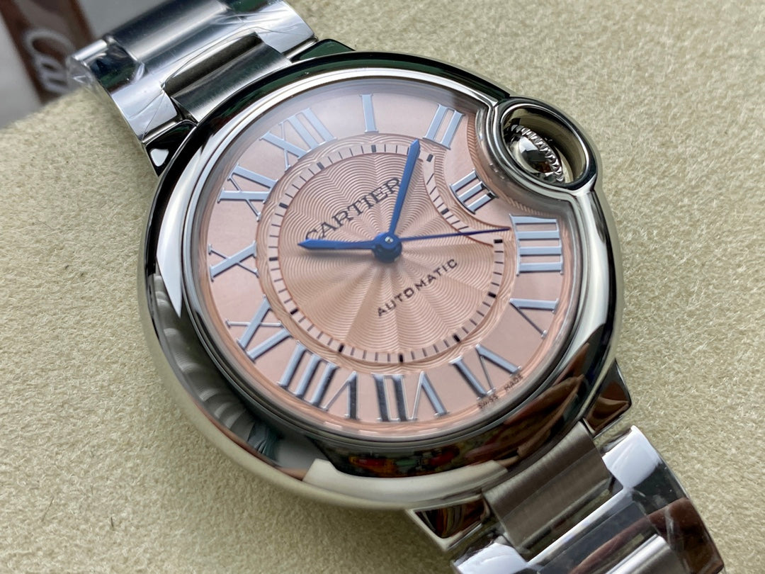Cartier Ballon Bleu de Cartier 33mm Automatic (aço, mostrador rosada / salmón) — Cartier