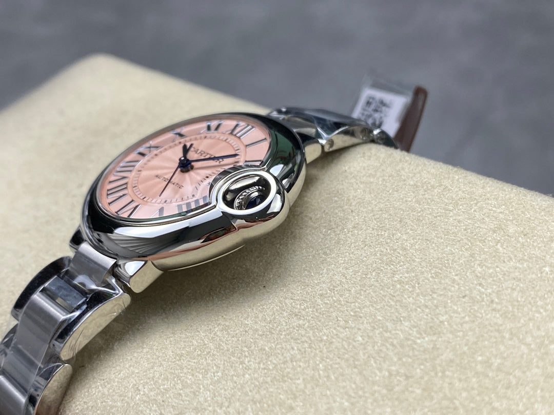 Cartier Ballon Bleu de Cartier 33mm Automatic (aço, mostrador rosada / salmón) — Cartier