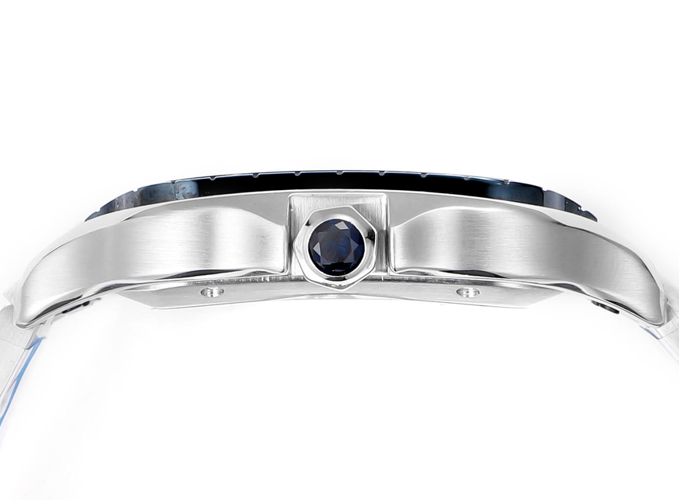 Cartier Santos (aço com mostrador azul e diamantes) — Cartier