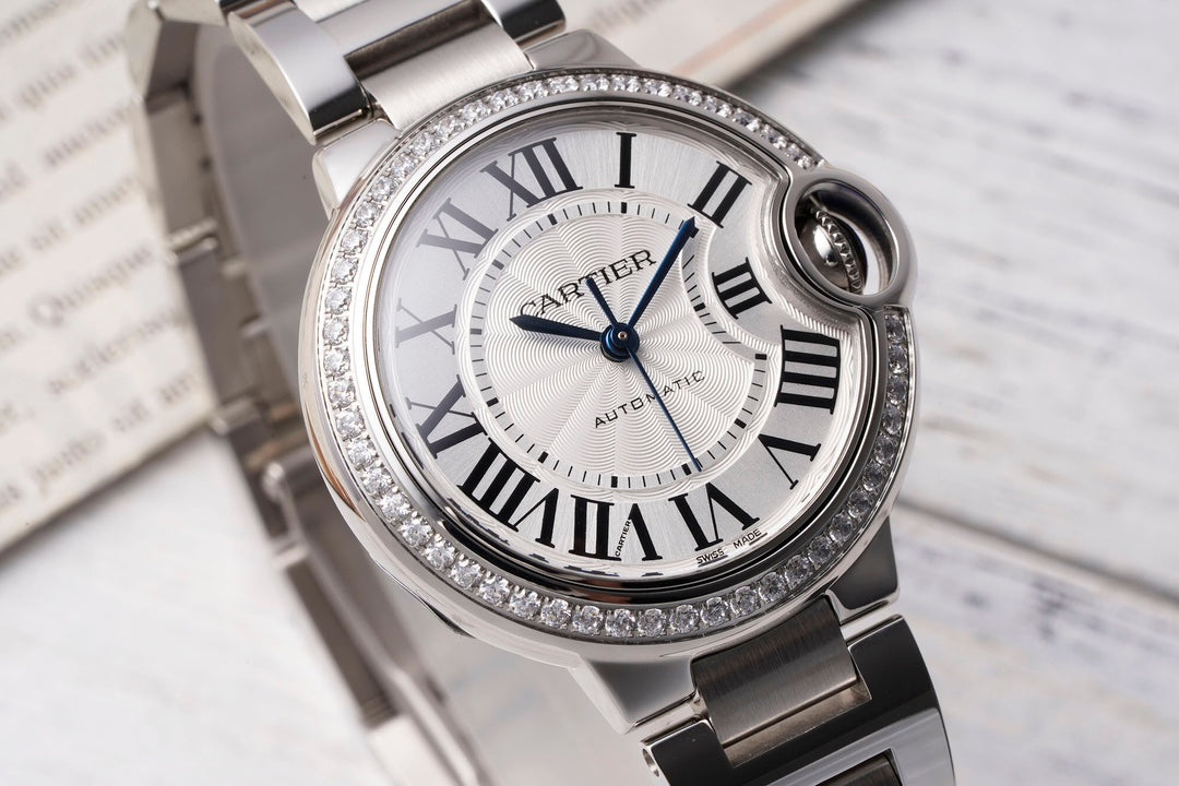 Cartier Ballon Bleu (aço com bisel de diamantes)