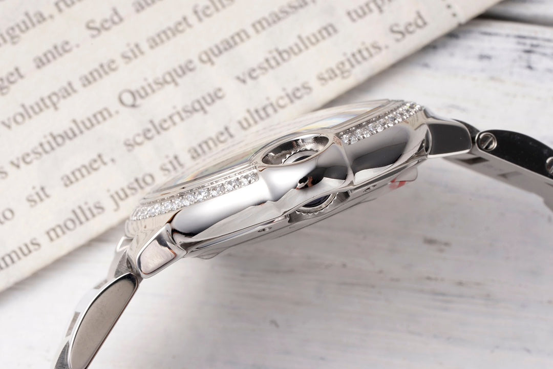 Cartier Ballon Bleu (aço com bisel de diamantes) — Cartier
