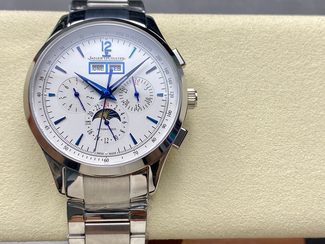 Jaeger-LeCoultre Master Control Chronograph Calendar (aço, mostrador plateada)